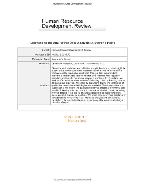 Learning to Do Qualitative Data Analysis: A Starting Point.
